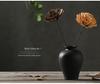 Zen Style Black Ceramic Mini Vase for Dried Flowers – Retro Chinese/Japanese Decor Ornament