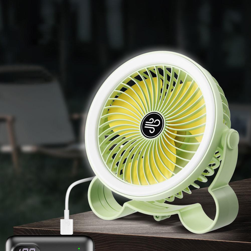 Desktop Portable Air Circulator USB Rechargeable 1200mAh Outdoor Camping Fan with LED Light Three Speed Electric Air Cooling Fan