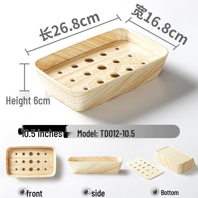 Xiangyuanmei Melamine Barbecue Hot Pot Side Plate - Imitation Porcelain Grill Pan with Wood Grain Design