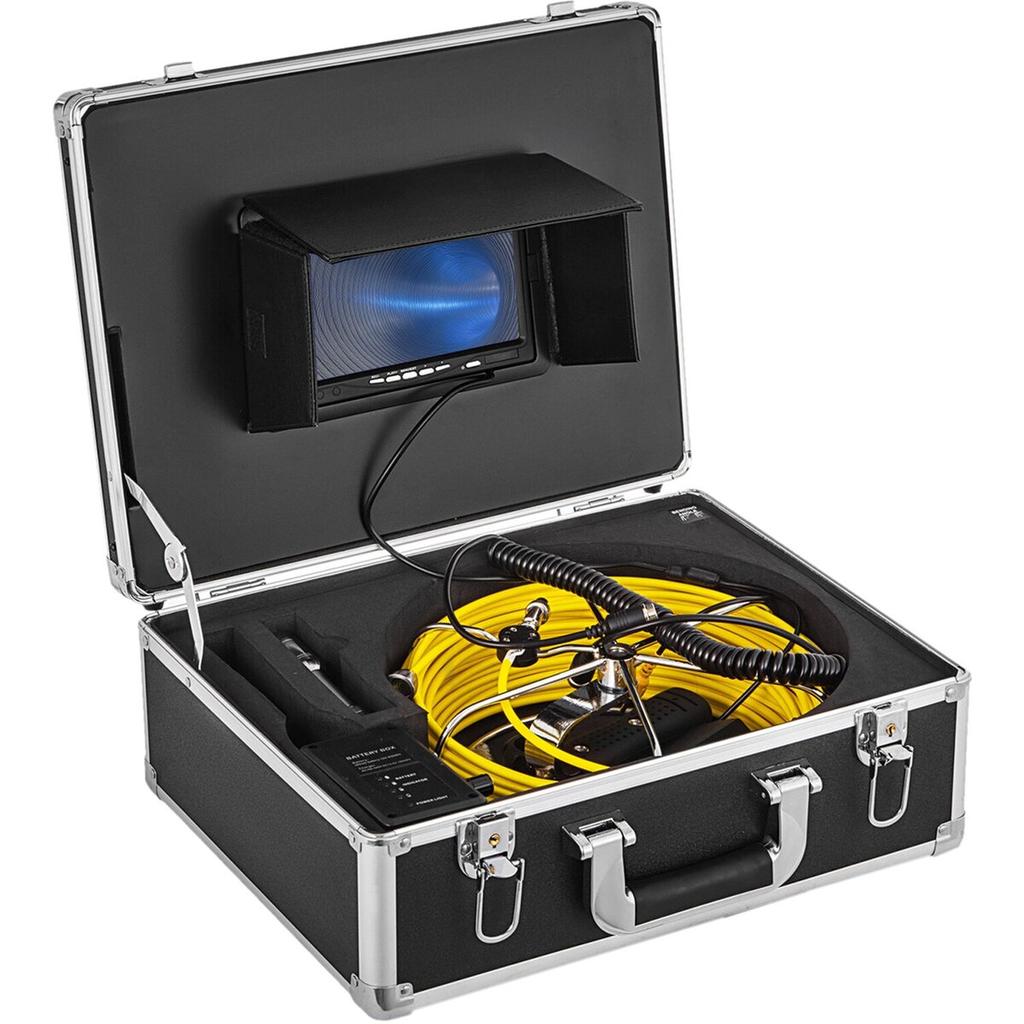 30M Sewer Inspection Video Camera 7” Monitor Pipeline Inspection Camera Drain Camera Industrial Endoscope HD DVR Recorder with 8GB Card
