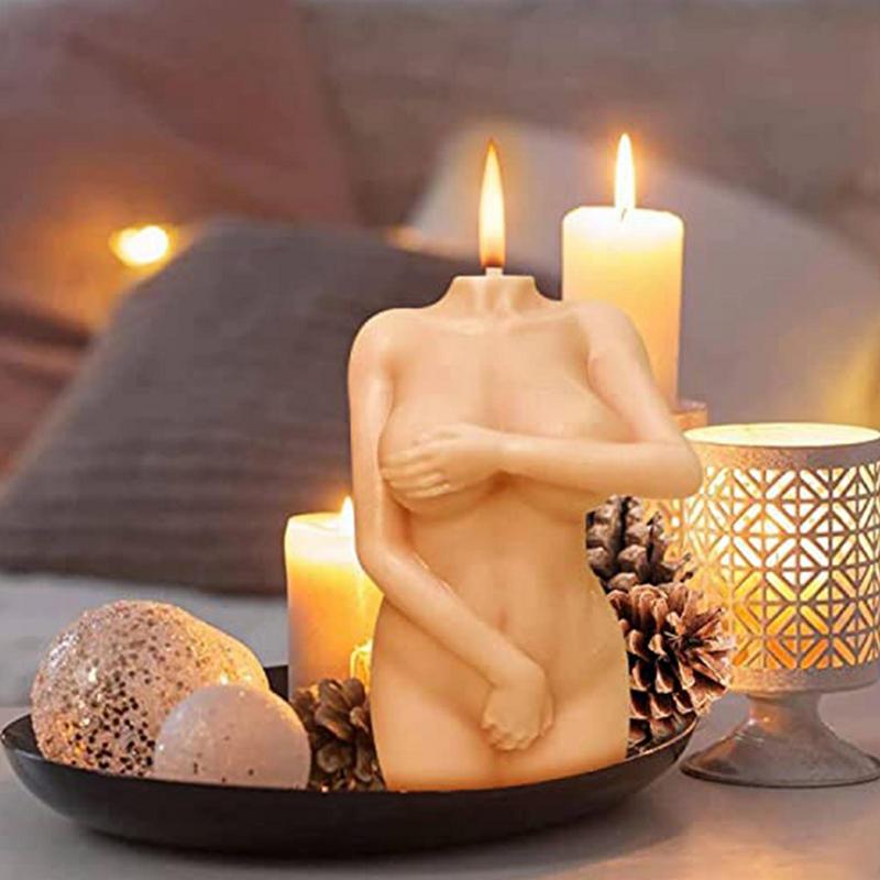 European Human Body Statue Candle Silicone Mold 3D Male Body Shy Woman Soap Aroma Wax Mold Candle Mold Home Crafts Decoration