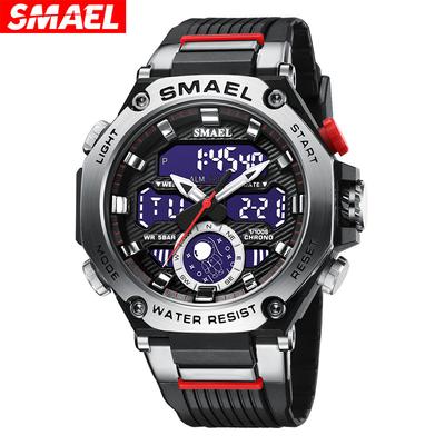 Luxusné hodinky Quartz pre mužov Neformálne športové hodinky s chronografom Alarm Quartz náramkové hodinky 50M vodotesné LED svetelné hodinky Digitálne hodiny 8069
