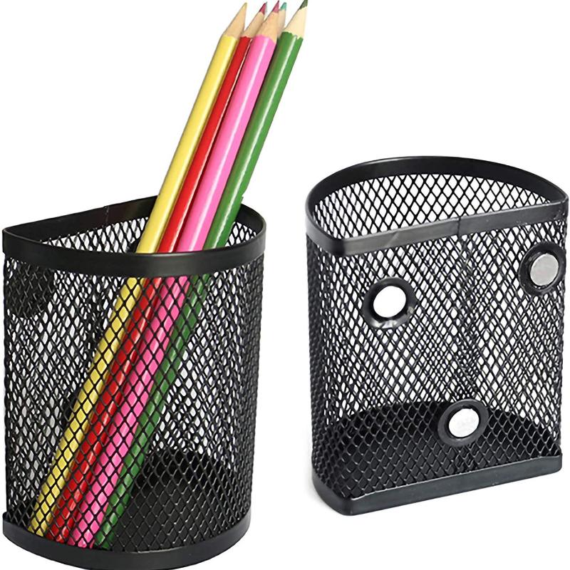 Magnetic Pen Holder For Whiteboard Refrigerator Durable Lightweight Mesh Storage Magnetic Basket Locker Organizer Accessories