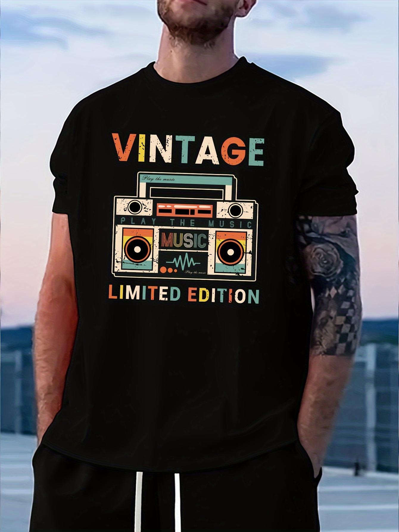 VINTAGE Print Crew Neck Fashionable Short Sleeve Sports T-shirt XXXXL