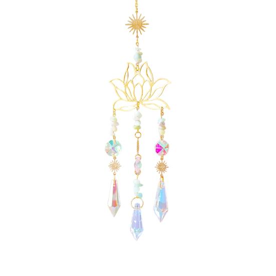 Wind Chimes with Glittering Crystal Pendant Easy-to-Hang Decorative Suncatcher Wind
