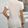 European and American Spring and Summer Round Neck Lace Patchwork Short Sleeved T-shirt Casual Top Fashionable Women's Clothing