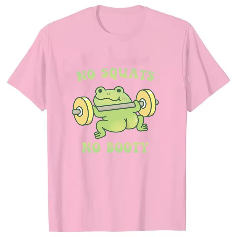 No Squats No Booty Letter Pattern Tshirts Unisex Women Unisex Casual Loose Round Neck Creative Personalized Shirts Street Harajuku