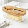 Butter Storage Box with Knife Bamboo Wood Lid 300ml Butter Cheese Container Box Household Kitchen Restaurant Butter Storage Box