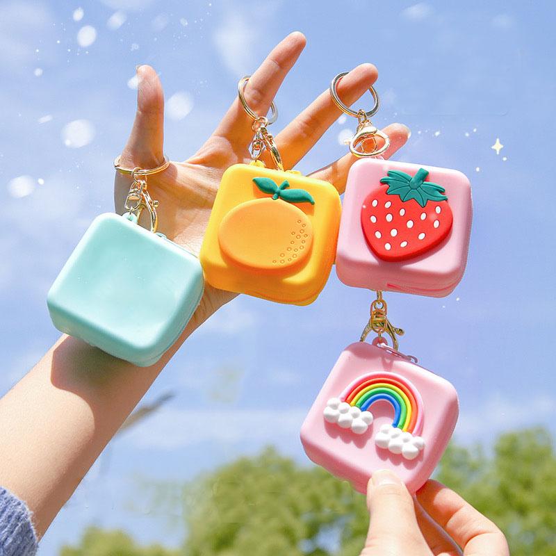 

New Women Mini Silicone Coin Purse Square Small Coin Wallet Lady Keychain Key Bag Purse Children Gift Earphone Case