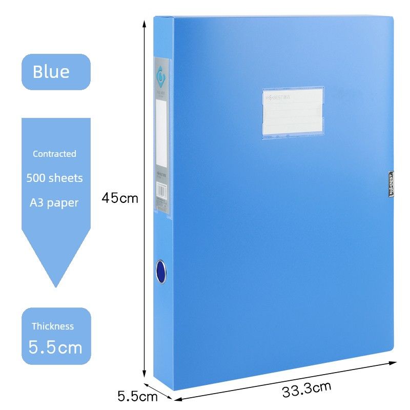 

Vertical Velcro Fastener Side Label Office Supplies File Box Blue