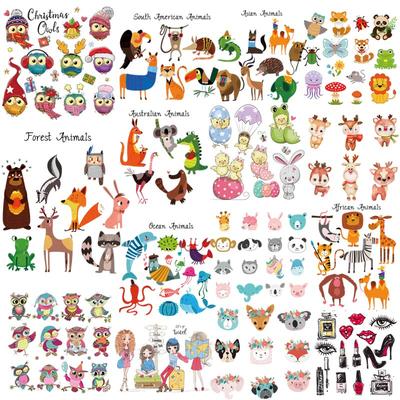Cartoon Animals Heat Transfer For Clothing Thermal Stickers For Diy T-shirt Iron On Transfers For Clothes Washable Appliques