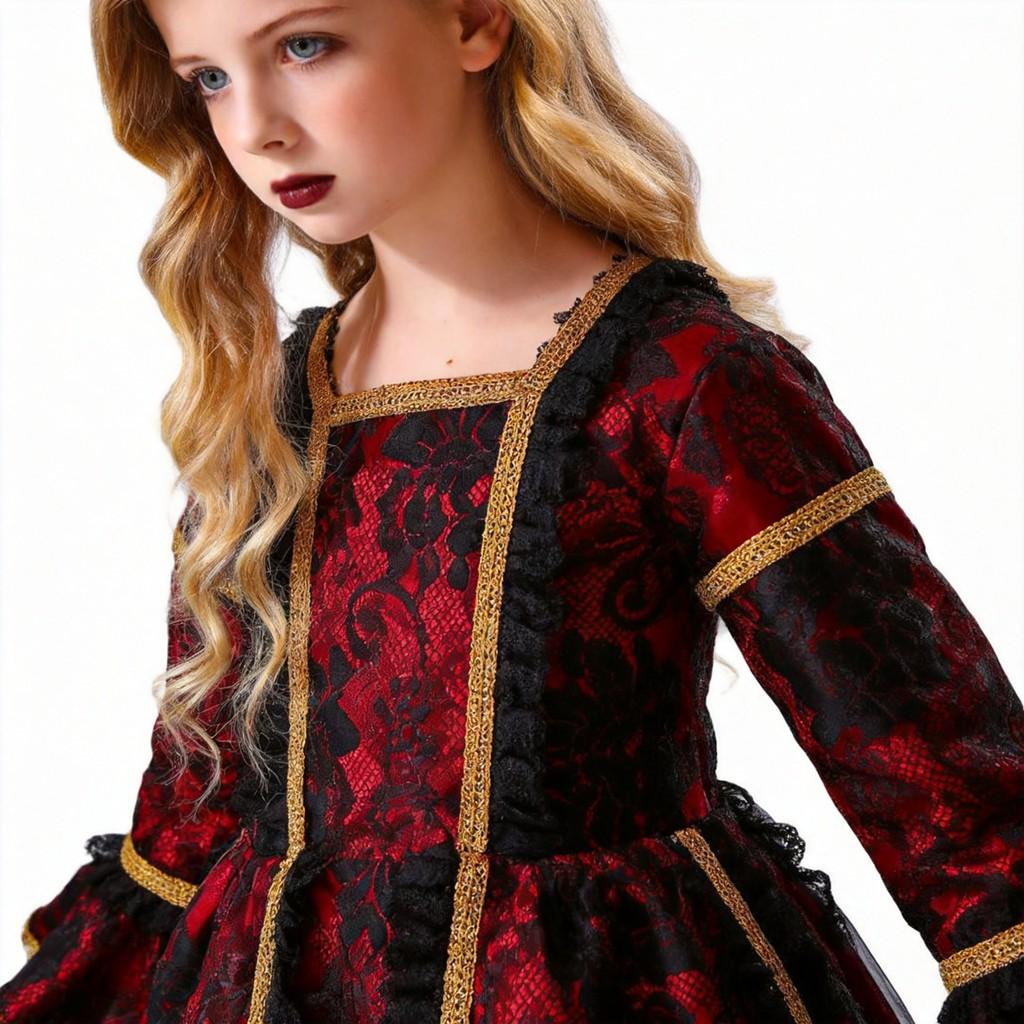 Halloween Child Vampire Costume For Kids With Spandex Fabric For Stage Performance