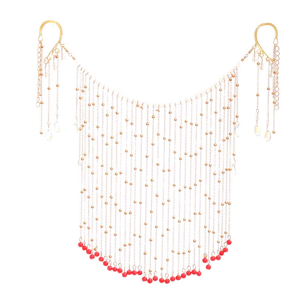 Women Ancient Style Zinc Zinc Alloy Chain Hair Accessories Hanfu Headdress Tassel Veil Cover Face Jewelry