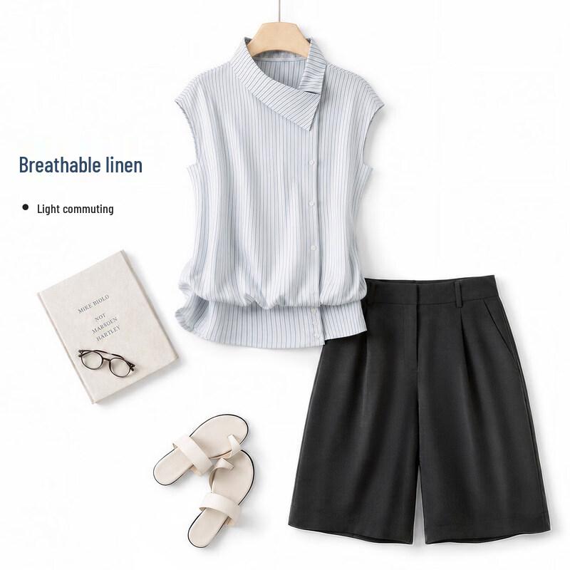 IHIMI Asymmetrical Placket Commuter Shorts Set M