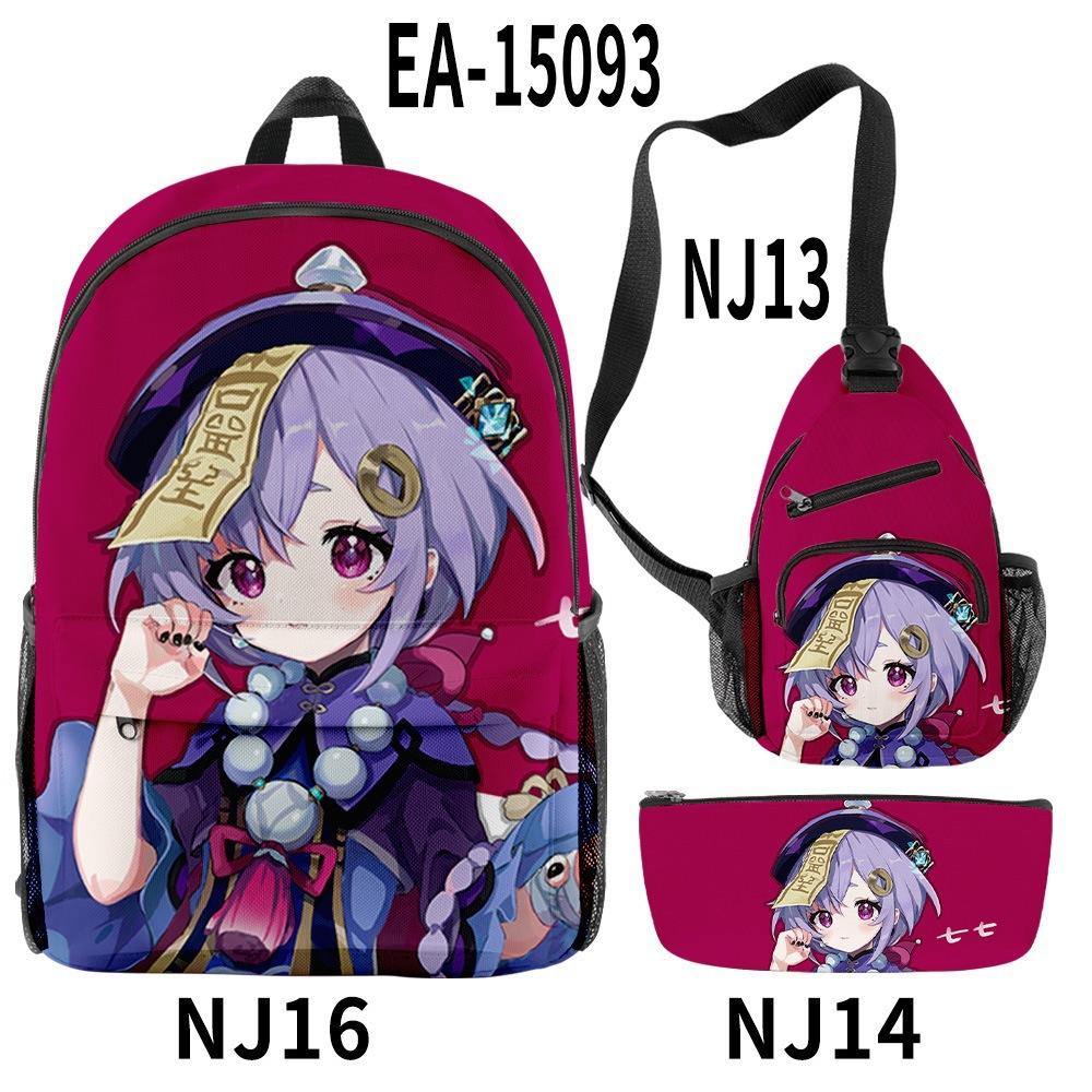 Luxury Novelty Cool Genshin Impact 3D Printed 3pcs/Set Pupil School Bags Travel Laptop Backpack Chest Bag Pencil Case