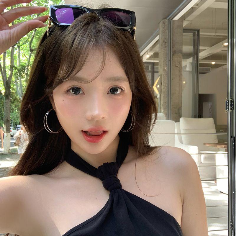 

Cool Style Minimalist Double Layer Circle Ear Studs Female Accessible Luxury Fancy Elegant Large Hoop Earrings Simple Bracelet Earrings Ear Clip S925 silver needle -5cm double ear ring pair