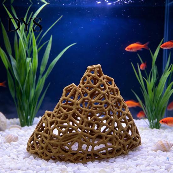 Plastic Mountain Decor Aquarium Shrimp Hide, 3D Printed Hollow Mountain, Small Fish Tank for Betta Hideout Cave, Ornament Shelter Cave