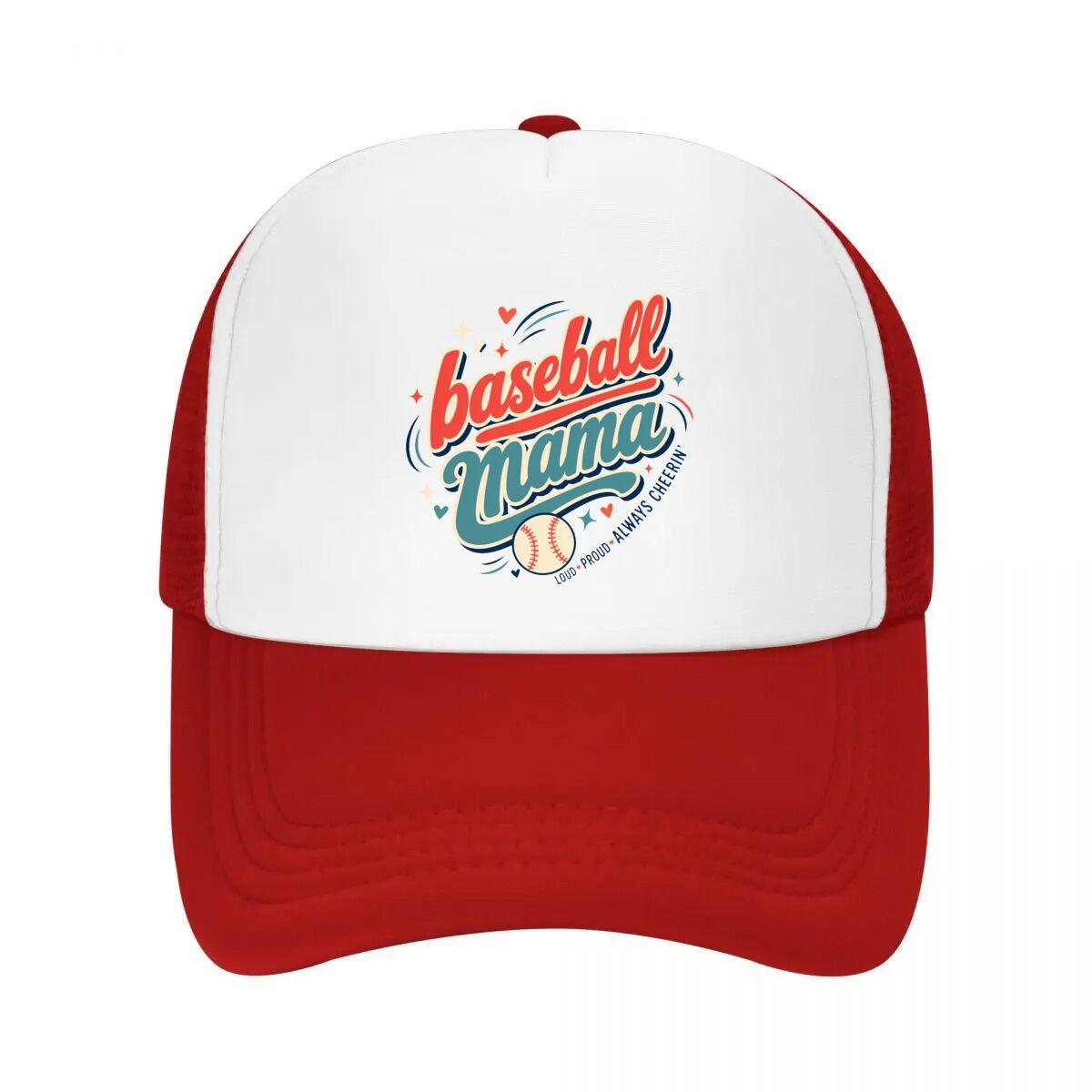 Retro Baseball Mama Script Emblem Mesh Baseball Cap Casual Hat Outdoor  For Womens Unisex FeUnisex One Size