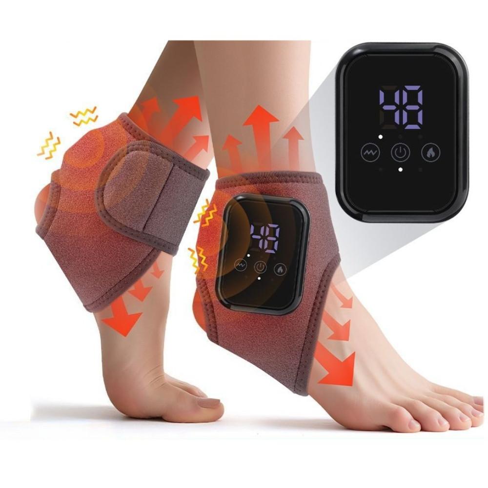Cordless Electric Ankle Heating Pad Rechargeable Vibration Foot Ankle Massager Hot Compress Ankle Joint Therapy Device