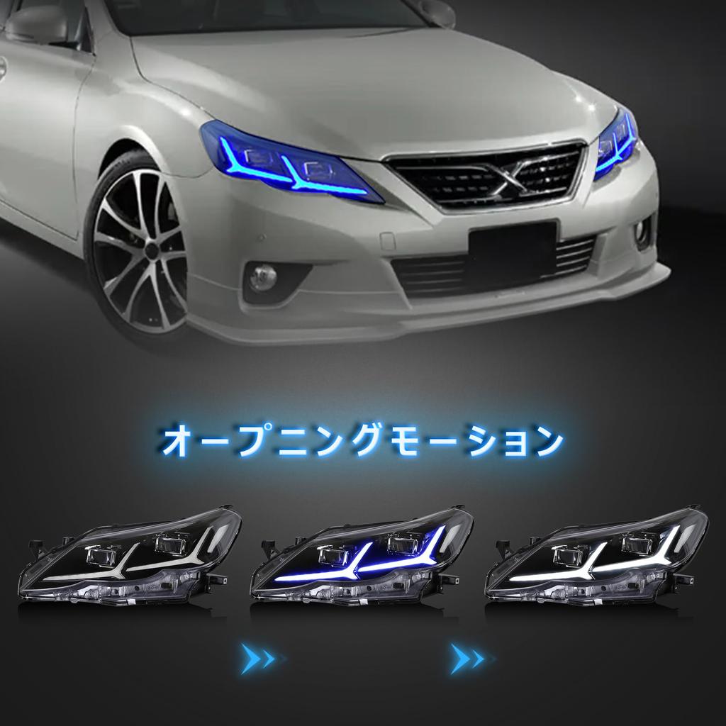 VLAND Toyota Mark X GRX130 Headlights with Flowing Turn Signals and Opening Set of 2 and for Toyota Mark Generation (Pre-facelift) (GRX133/GRX135)
