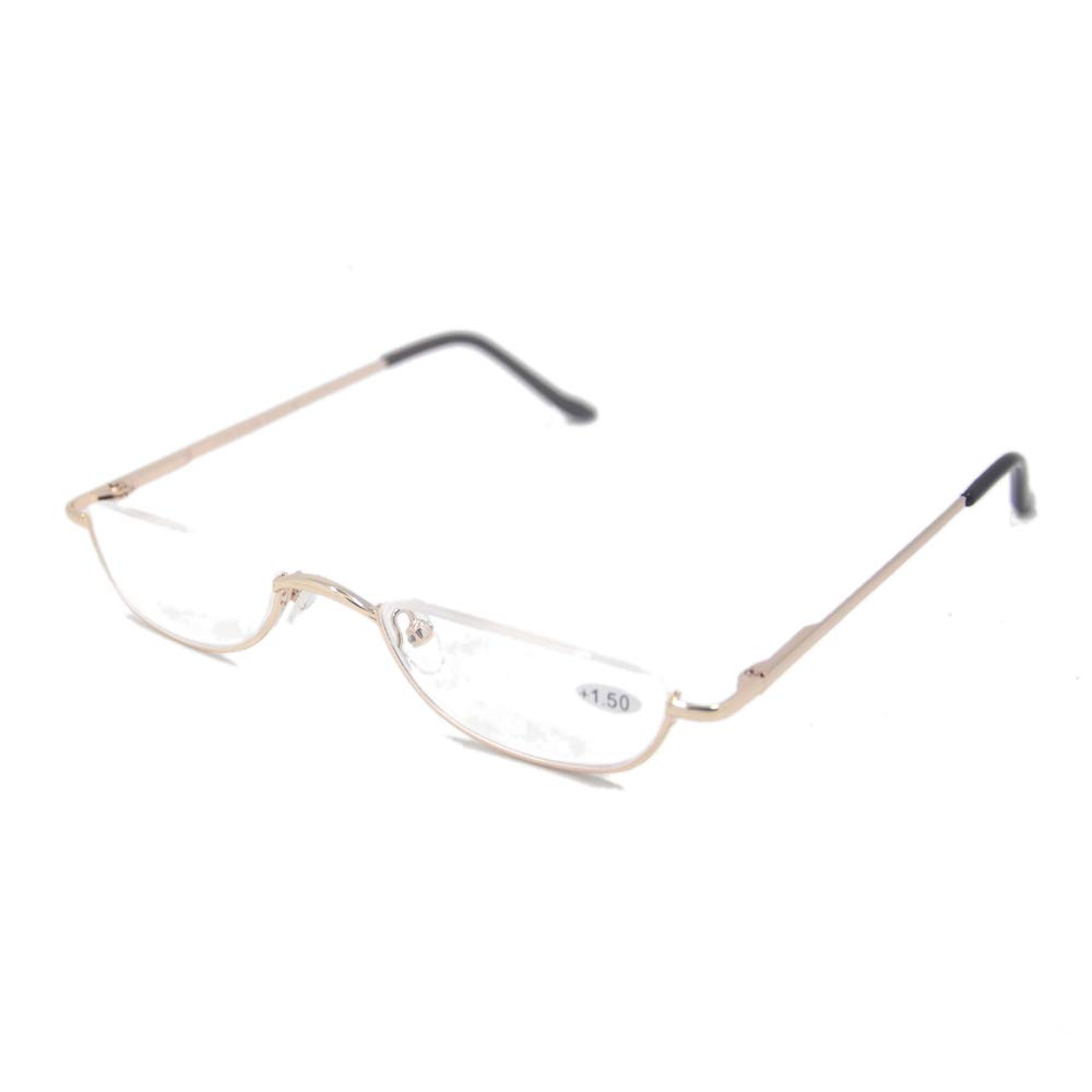 Qi Song Set Retro Glasses Metal Reading Glasses Stylish Reading Glasses Portable Senior Glasses with Case Cloth Prescription To Gold [Qi Song]