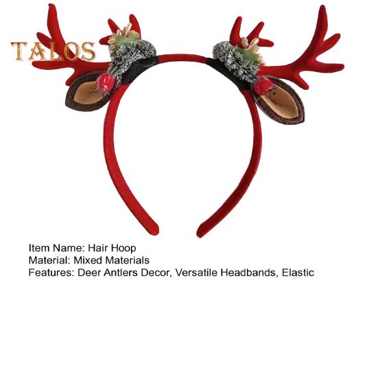 Realistic Deer Antlers Headband Adults Kids Soft Fabric Durable Construction Reindeer Design Christmas Hair Hoop