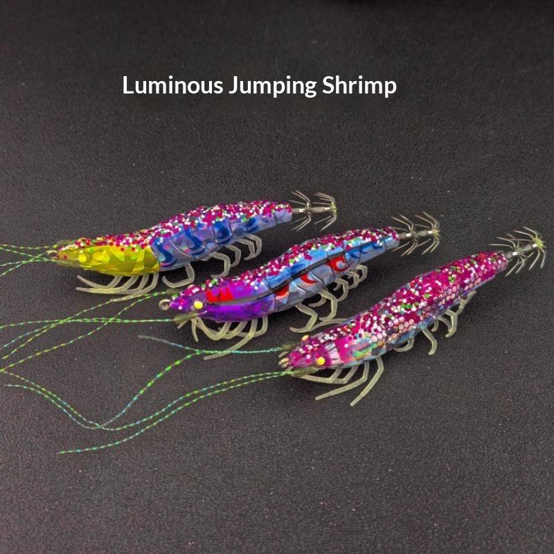 Luminous Squid Fishing Jigs Realistic Glitter Shrimp Sharp Barbed Hooks For Saltwater Offshore Squid Cuttlefish Fishing