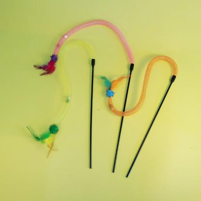 Elastic Net Tube Cat Toy, Hairball and Feather Self-entertainment and Boredom Cat Toys, Pet Supplies