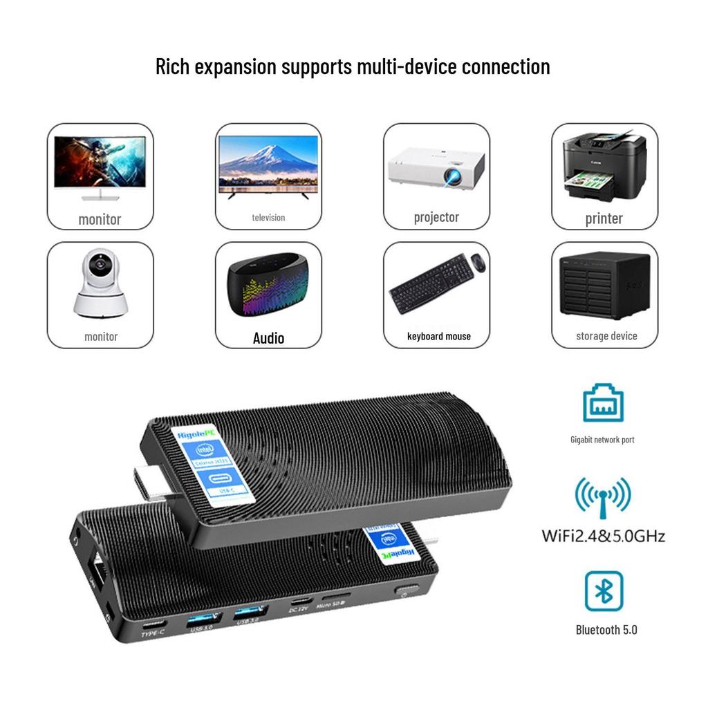 PCSTICK Mini Host: 4K HD Video Game Mini PC J4115