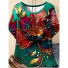 Fashion Women's Crew Neck Short Sleeve Flower Short Sleeve 3D Flower Color Printed Crew Neck T-Shirt