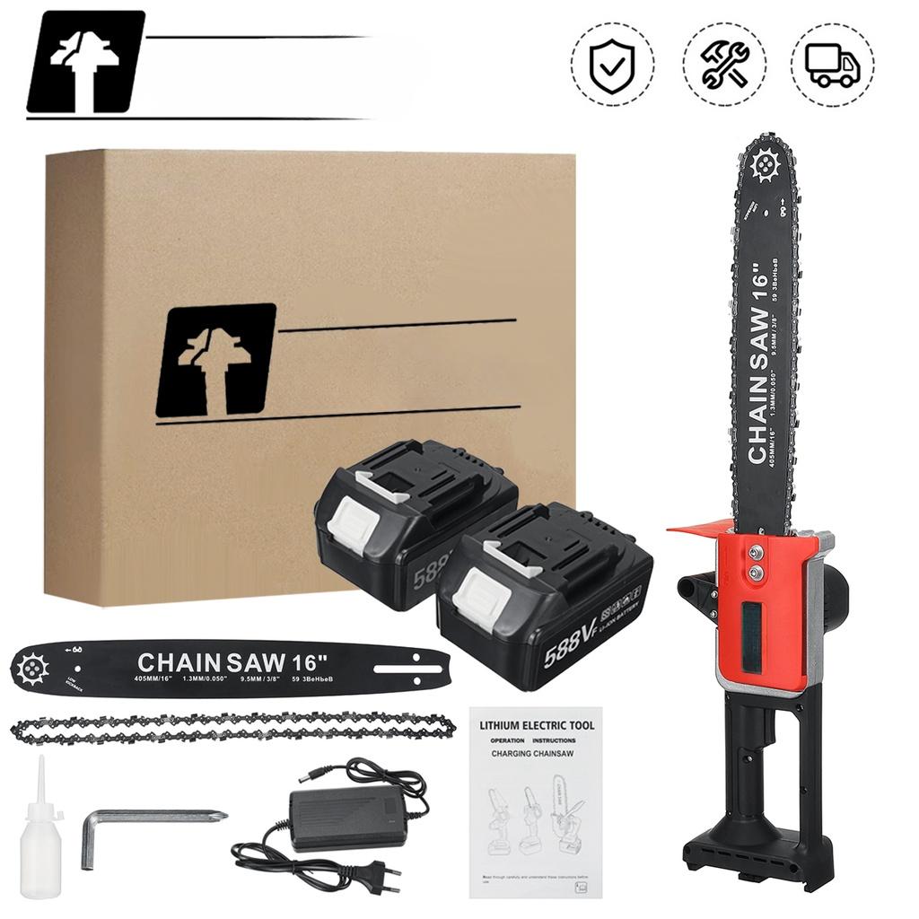 16 Inches Electric Chainsaw Cordless 2 Battery HighPowerful Motor Garden Woodworking Cutting Tool For Battery 588VF 3000W