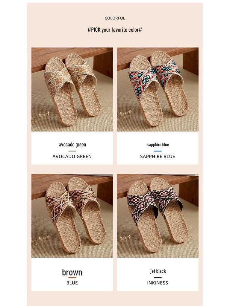 Women's Summer Silent Linen Slippers - Breathable Cotton for Indoor & Outdoor Use