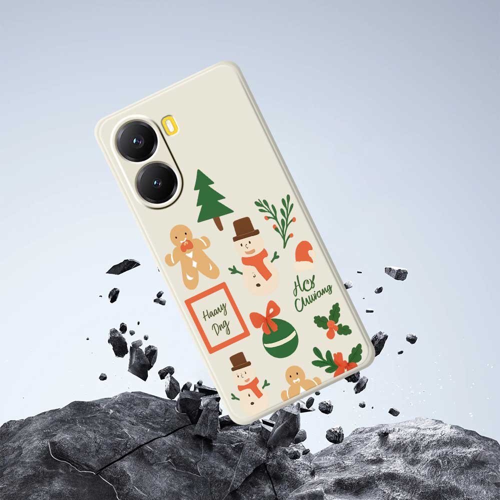 For Xiaomi Redmi Turbo 4 5G/Poco X7 Pro 5G Case Christmas Snowman Pattern Printing Straight Edge TPU Phone Back Cover