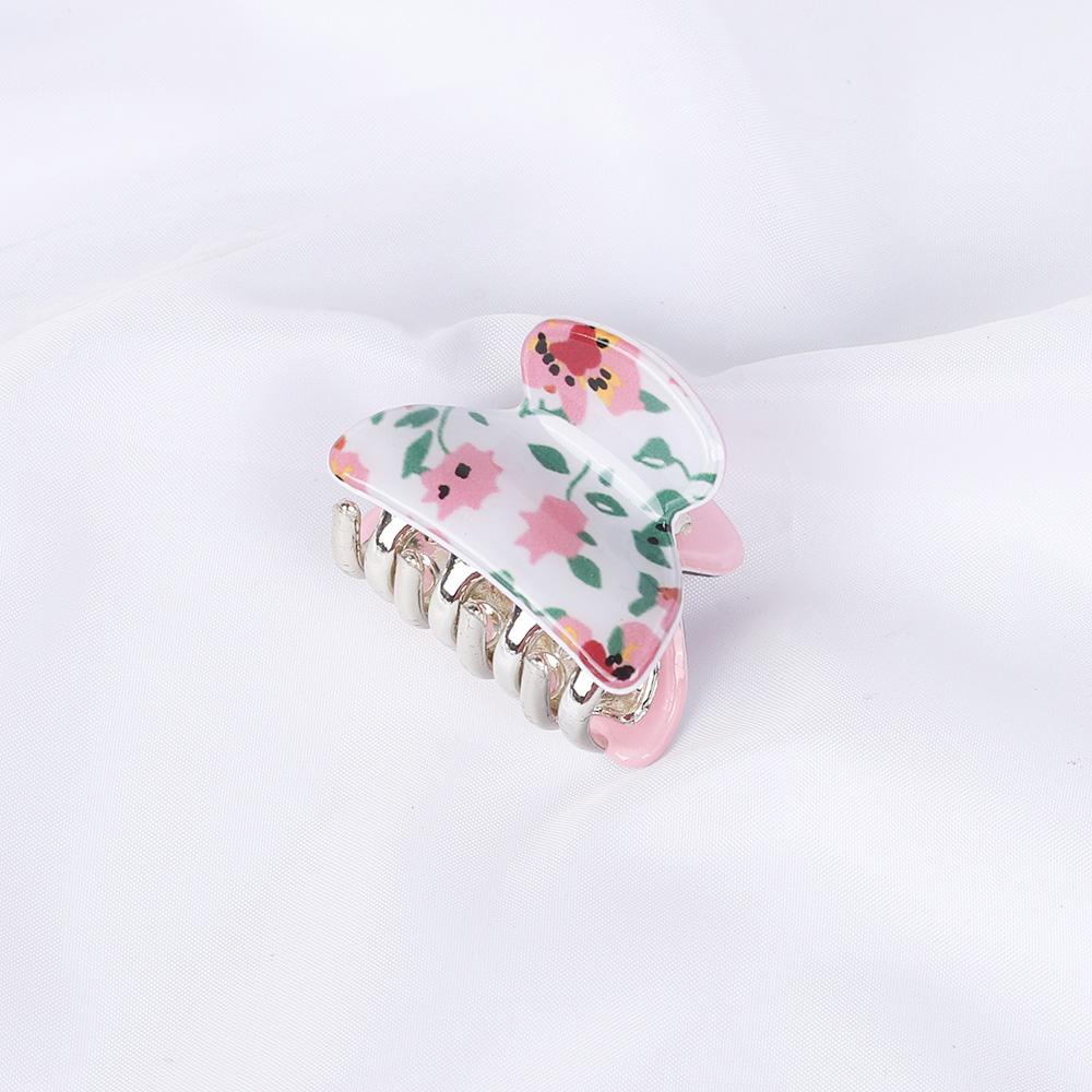 Acrylic Floral Sweet Small Hair Claw Clips Women Girls Plastic Print Crab Barrettes Clips Hair Clamps Hairpins Hair Accessories