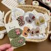 2 Pcs/Set Fabric Plaid Oval BB Clip Cartoon Hairpin Sweet Girl Hair Accessories Bangs Side Clip Barrettes Hair Clip Kids Headwear