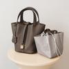 Bag Bucket Leather Women's Vegetable Basket Mommy Bride's Wedding Light Luxury High-end Handbag