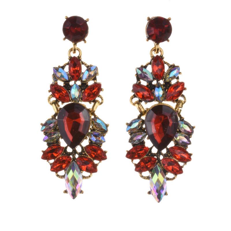 Vintage Geometric Rhinestone Long Statement Earrings