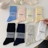 5 Pairs of Women Spring and Summer Thin Sweet Simple Bow In The Tube Pile Socks