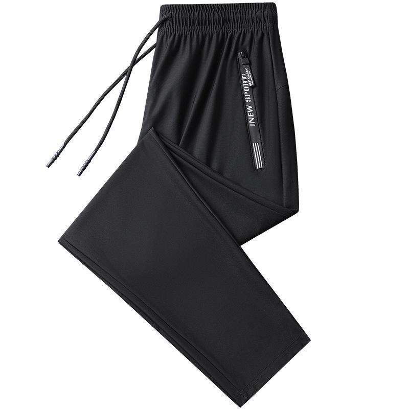 Ice Silk Pants Men's 2026 Summer Thin Quick-drying Breathable Sports Casual Trousers Plus Fat Large Size Air-conditioned Pants