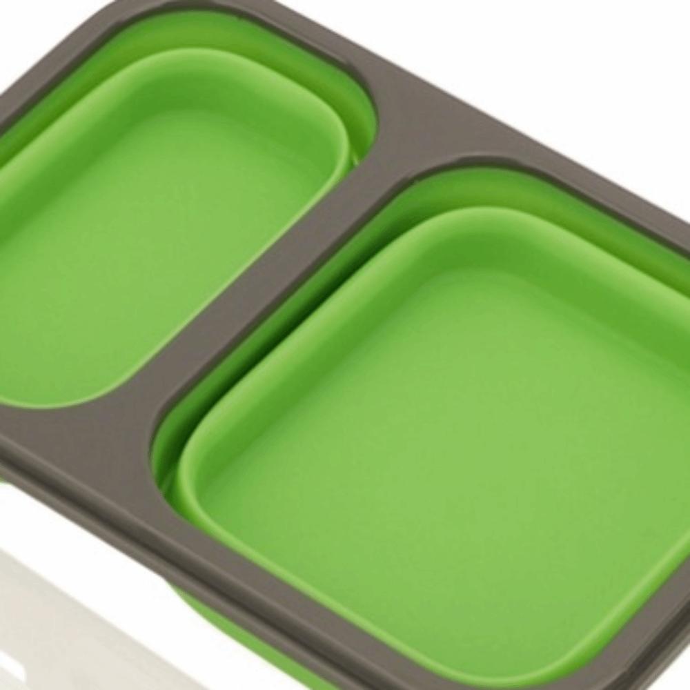 2PCS 2 Compartments Collapsible Lunch Box Silicone Portable Storage Bowl  For Meal Prep