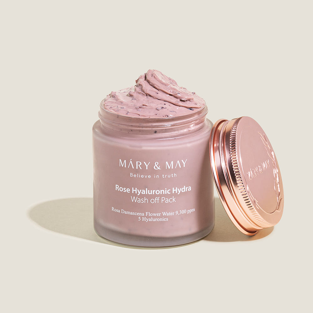 MARY&MAY Vegan Rose Hyaluronic Hydra Wash Off Pack 125g Moisturizing Hydrating Soothing Care