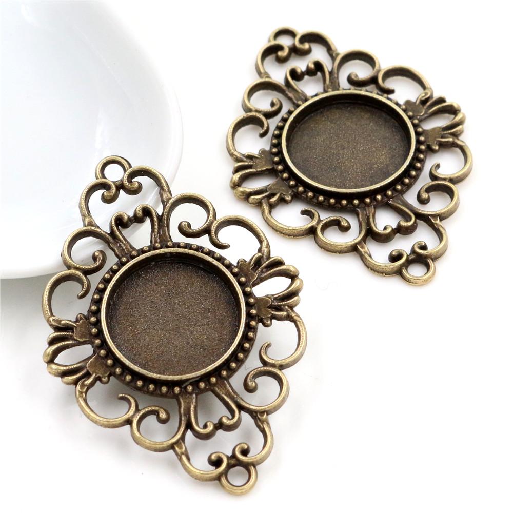10pcs 18mm Inner Size Alloy Pendant Cabochons Blank Base Setting Bezel Tray DIY Jewelry Making Accessories Findings for Necklace