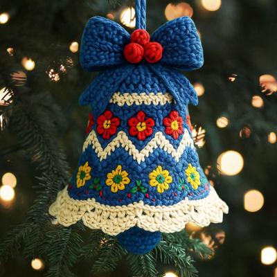 1/5 шт. Ручна робота Різдвяна дзвіночок прикраса DIY В'язаний Санта Клаус Дзвіночок Гачком Святкова прикраса Дім Сезонний декор