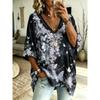 Plus-Size Women's V-Neck Batwing Sleeve T-Shirt Bohemian Ethnic Print Loose Top Summer Comfortable Breathable Daily Commute Casual Slimming Style