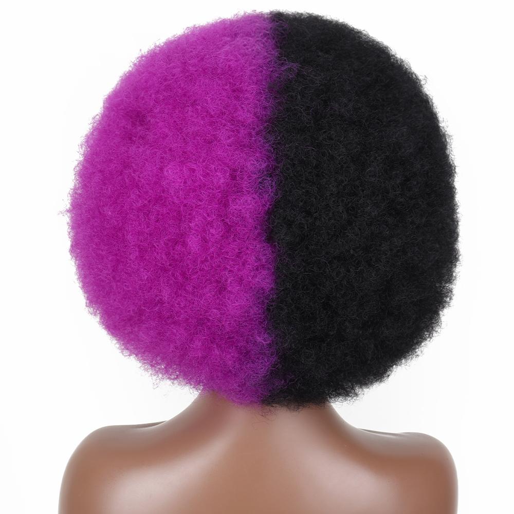 MISSQUEEN Syntetisk afro kinky krøllet fluffy parykk for kvinner Myke korthårsparykker med smell for festdans Cosplay parykker