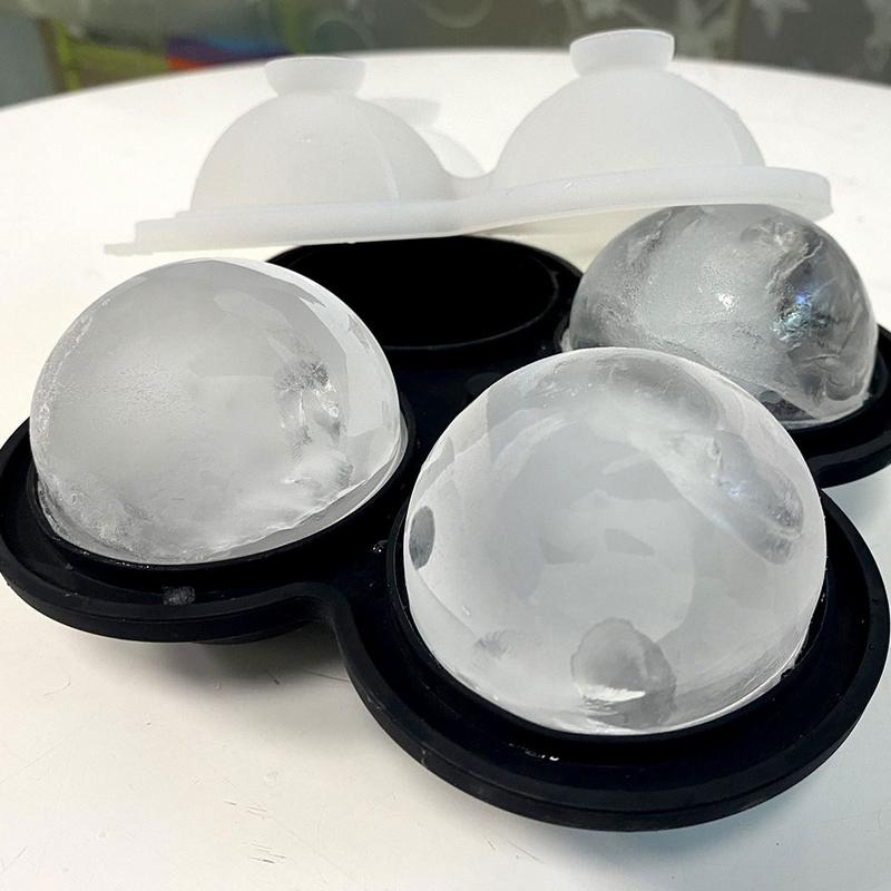 Ice Ball Maker Mold Ice Maker 4 Cavity Silicone Kitchen Sphere Ball Mold Easy Release For Whisky Cocktails Coffee Water