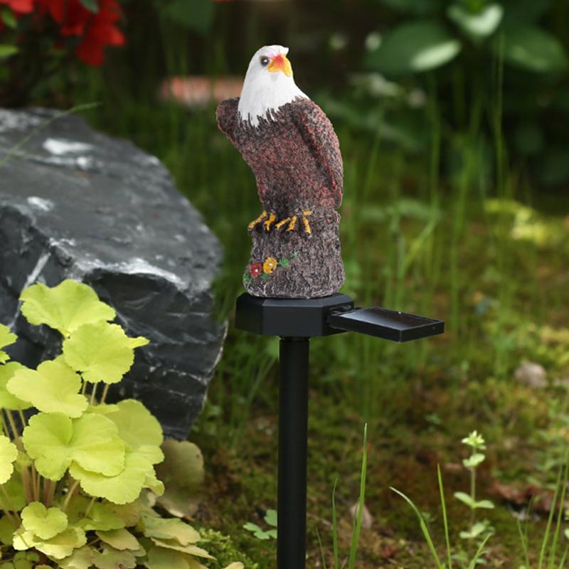 Solar Powered LED Lights Garden Lawn Lamps Eagle Shape Ornament Lighting Waterproof Ground Plug Light Outdoor Yard Solar Lamps