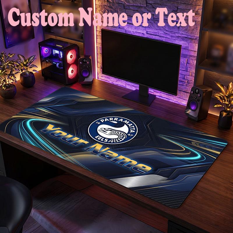 Parramatta Eels Customized Name Text Mouse Pad, Large Desk Mouse Mat Personalized Home Office Present