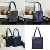Denim Shoulder Bag Large Capacity Shopping Tote With Zipper For Daily Use