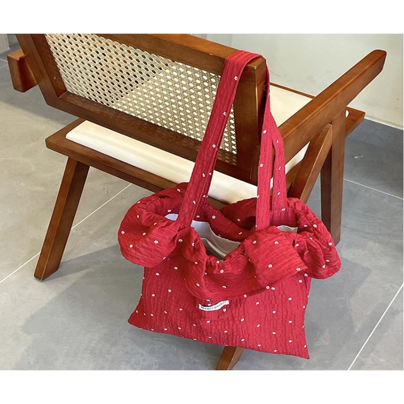 Wave Point All-match Chiffon Women Tote Bag Large Capacity Korean Style Mesh Handbag for Work Commuting